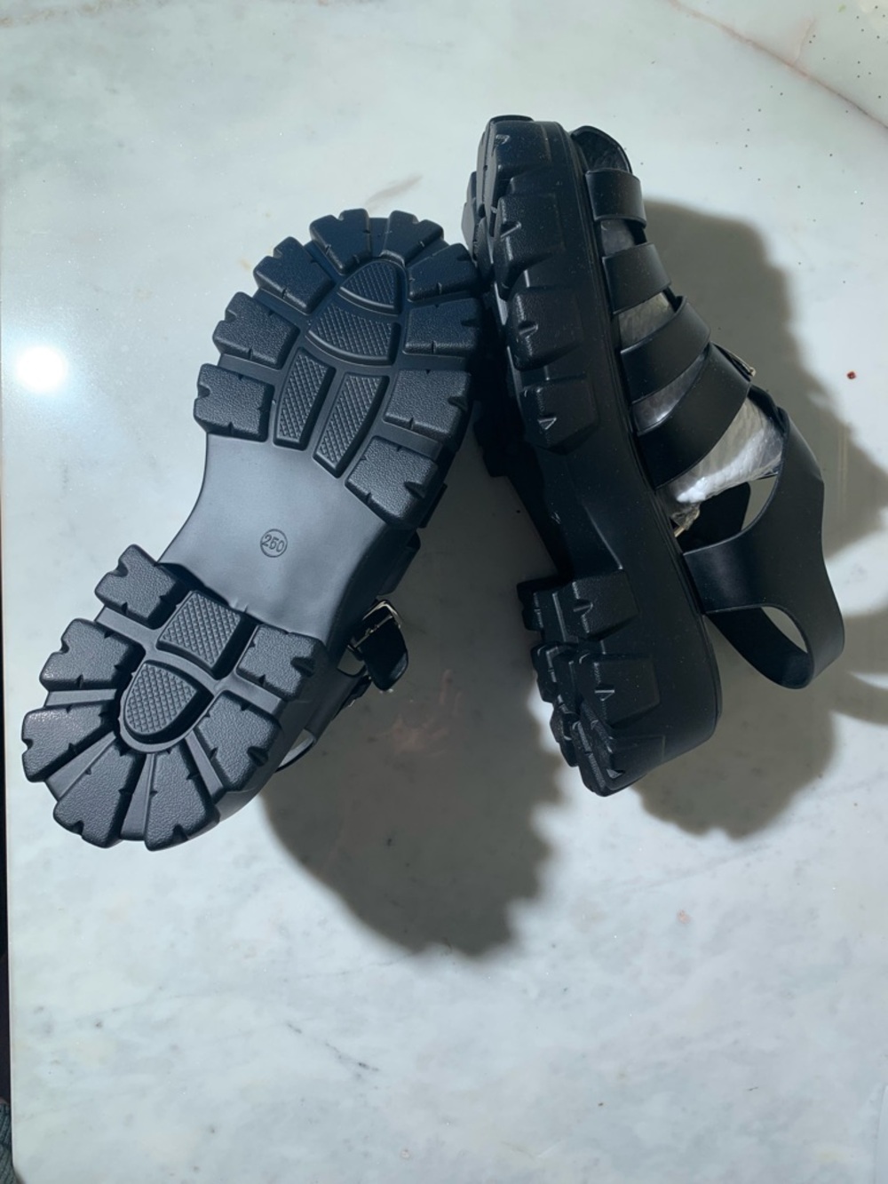 Black Jelly Fisherman Sandals - Picture 3 of 4